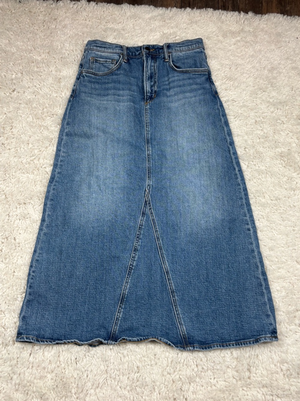Joe’s Jeans Elyssa Denim Midi Maxi Skirt Size 28 High Rise Front Slit